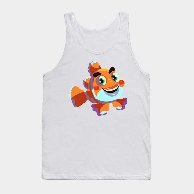 Clown Fish Cartoon Illustration Tank Top by Mako Design 